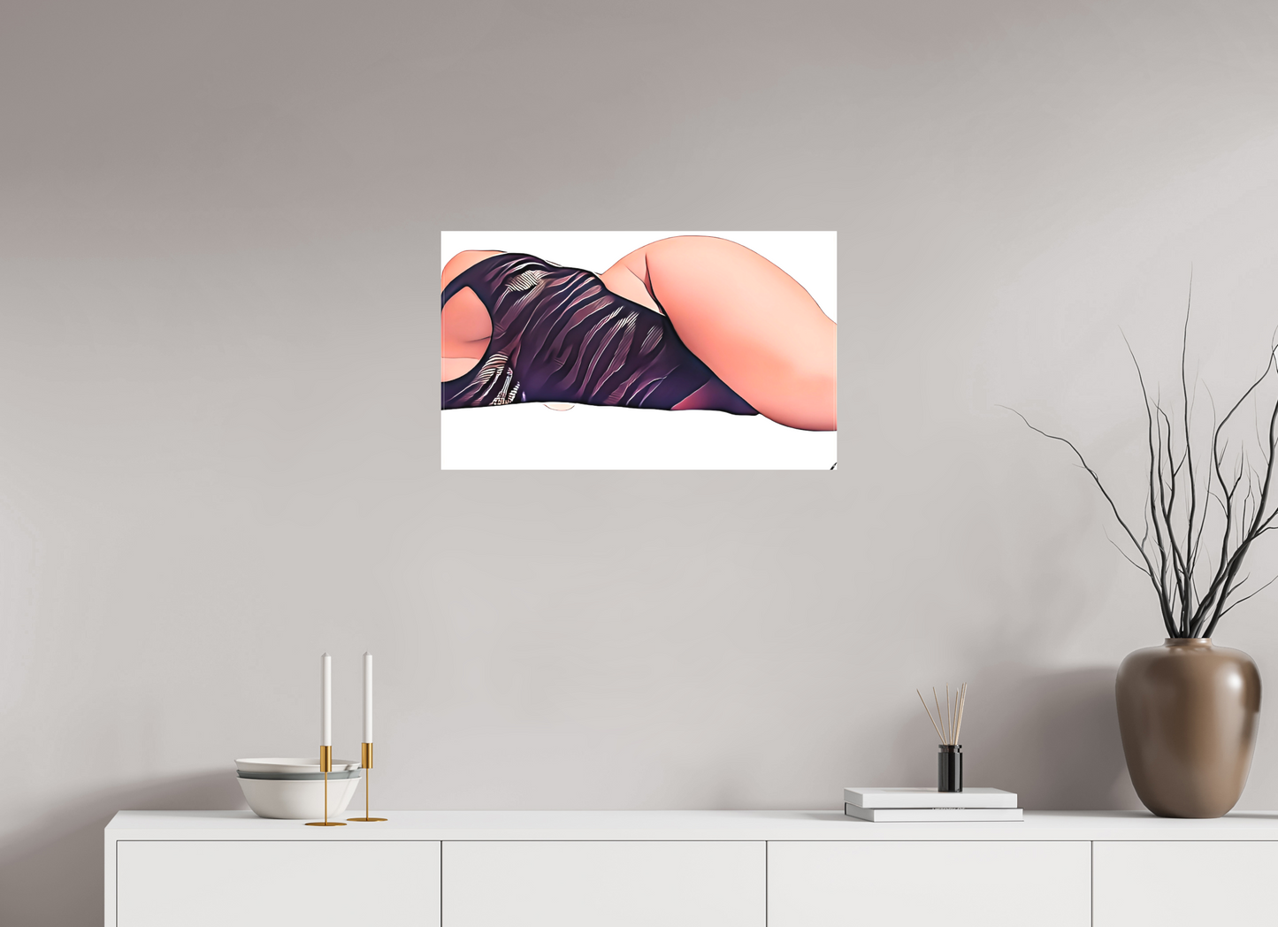 67,1 x 40 cm, Toile matte Les courbes du silence