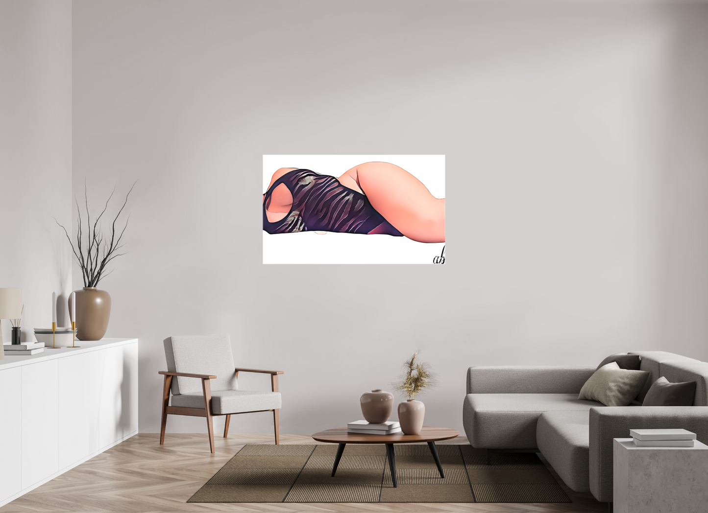 134,2 x 80 cm, Sublimation textile Les courbes du silence