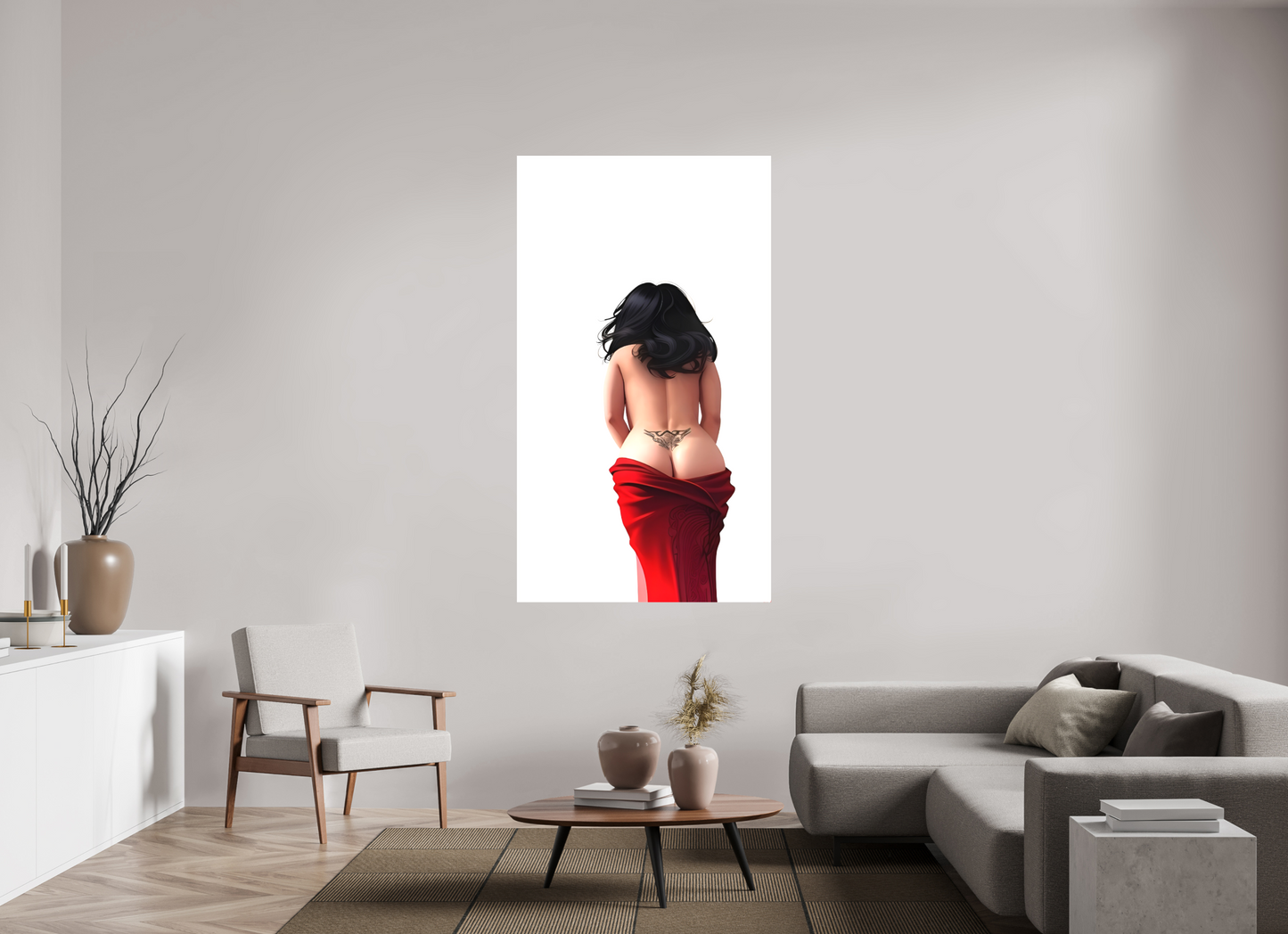 100 x 176,5 cm, TOILE MATTE Sous le Voile Écarlate