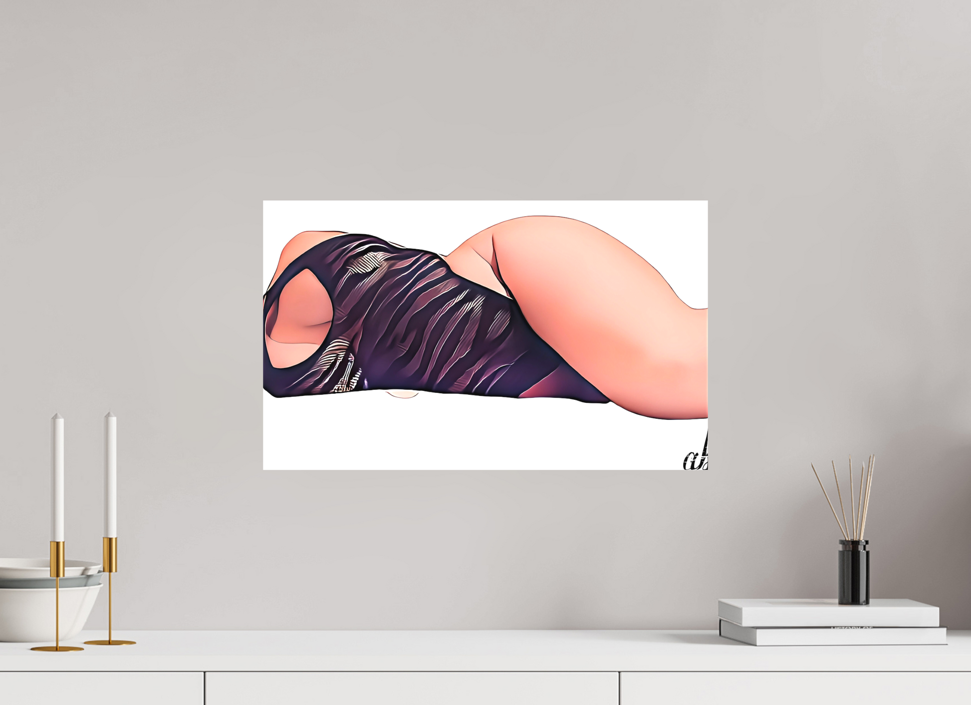 50,3 x 30 cm, Sublimation textile Les courbes du silence