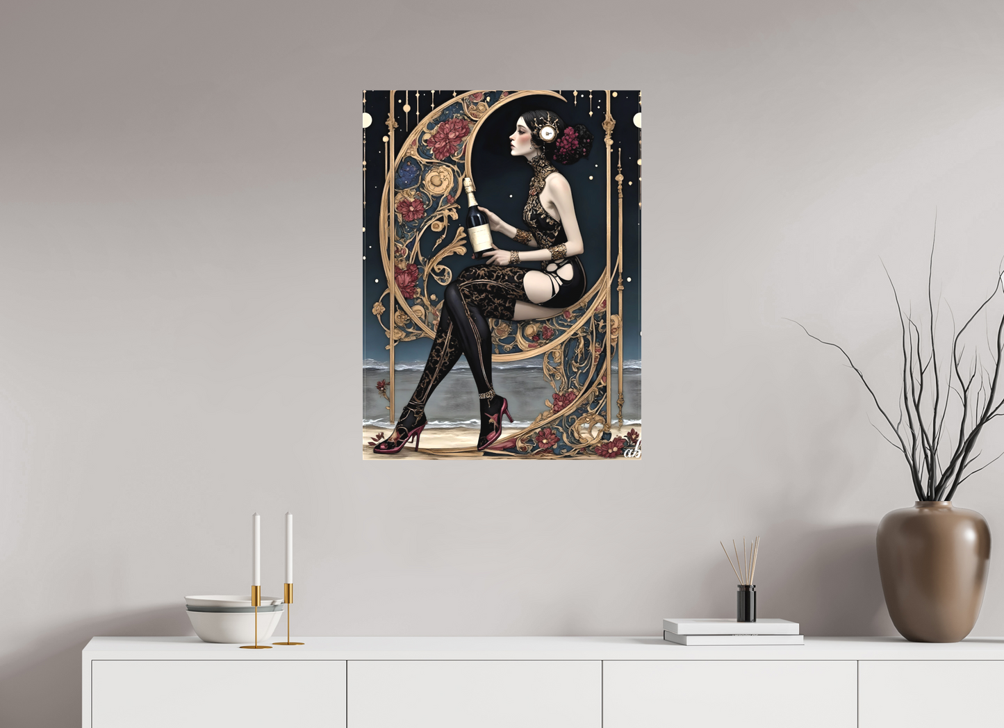 60 x 80 cm, Sublimation textile Élégance Lunaire – L’ivresse du Glamour Vintage