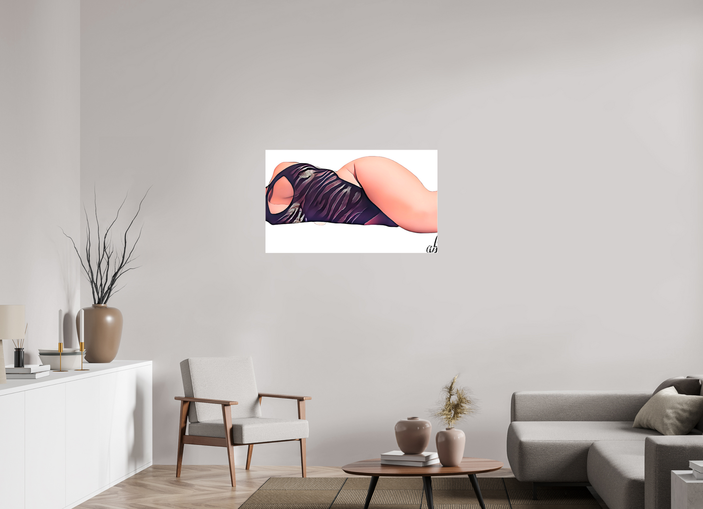 100,7 x 60 cm, Toile brillante Les courbes du silence