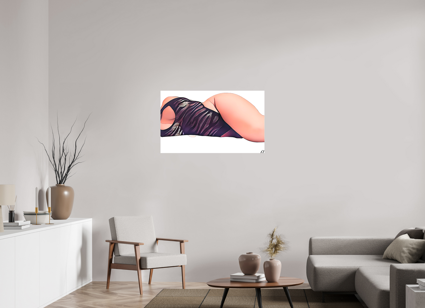 100,7 x 60 cm, Toile matte Les courbes du silence