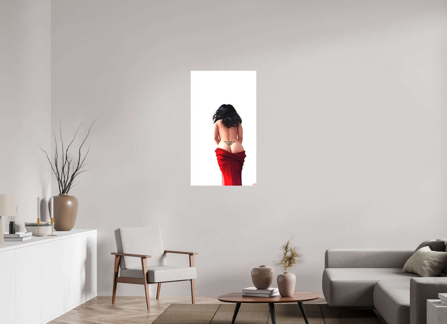 60 x 105,9 cm, Toile textile Sous le Voile Écarlate