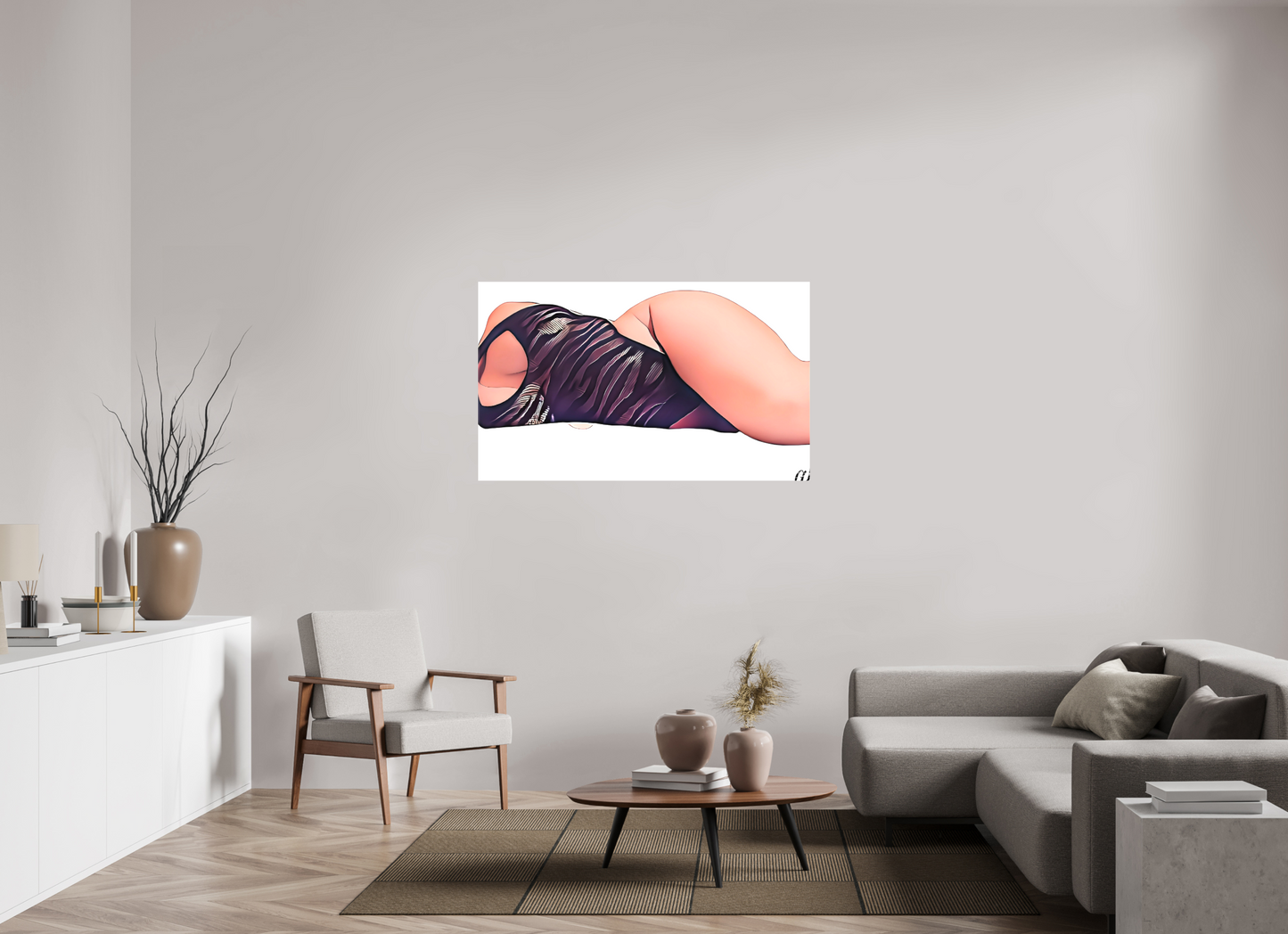 134,2 x 80 cm, Toile matte Les courbes du silence