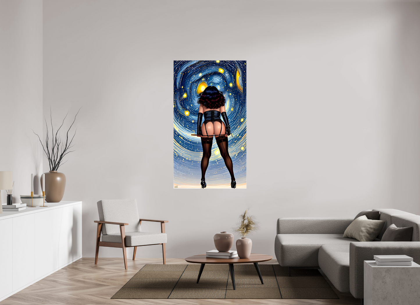 90 x 158,9 cm, Toile brillante La Dame des Étoiles