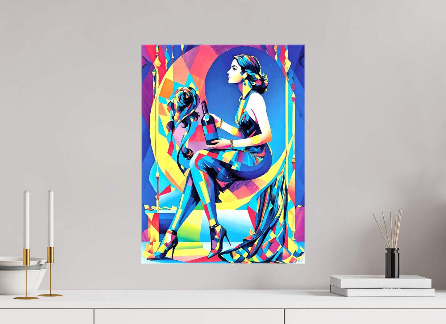 40 x 53,9 cm, Toile brillante Ivresse Chromatique – L’Art de la Couleur et de la Féminité