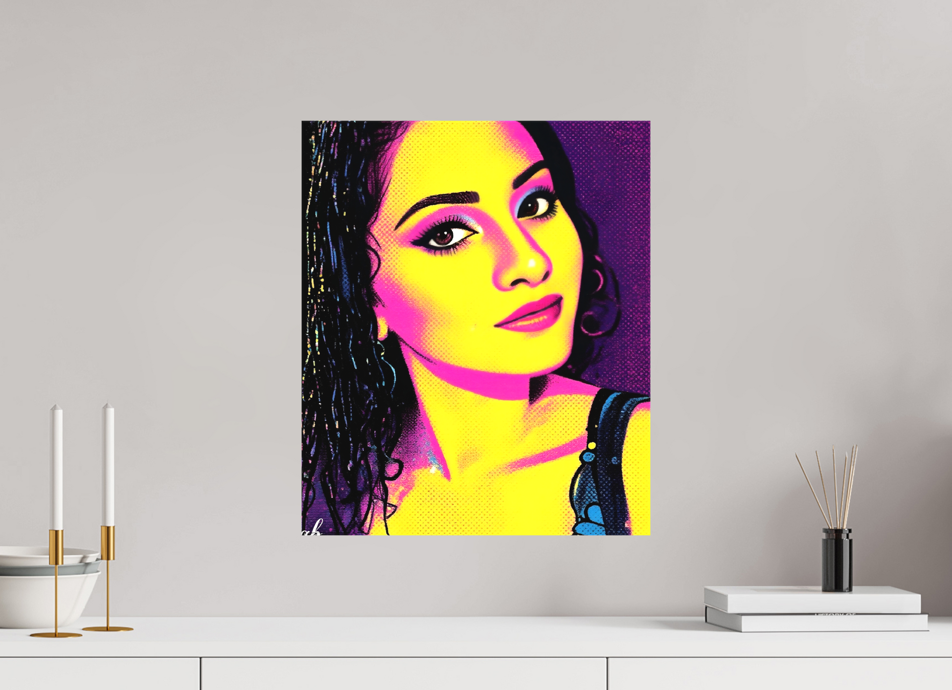 40 x 47,8 cm, Sublimation textile Éclat Pop – Portrait Néon