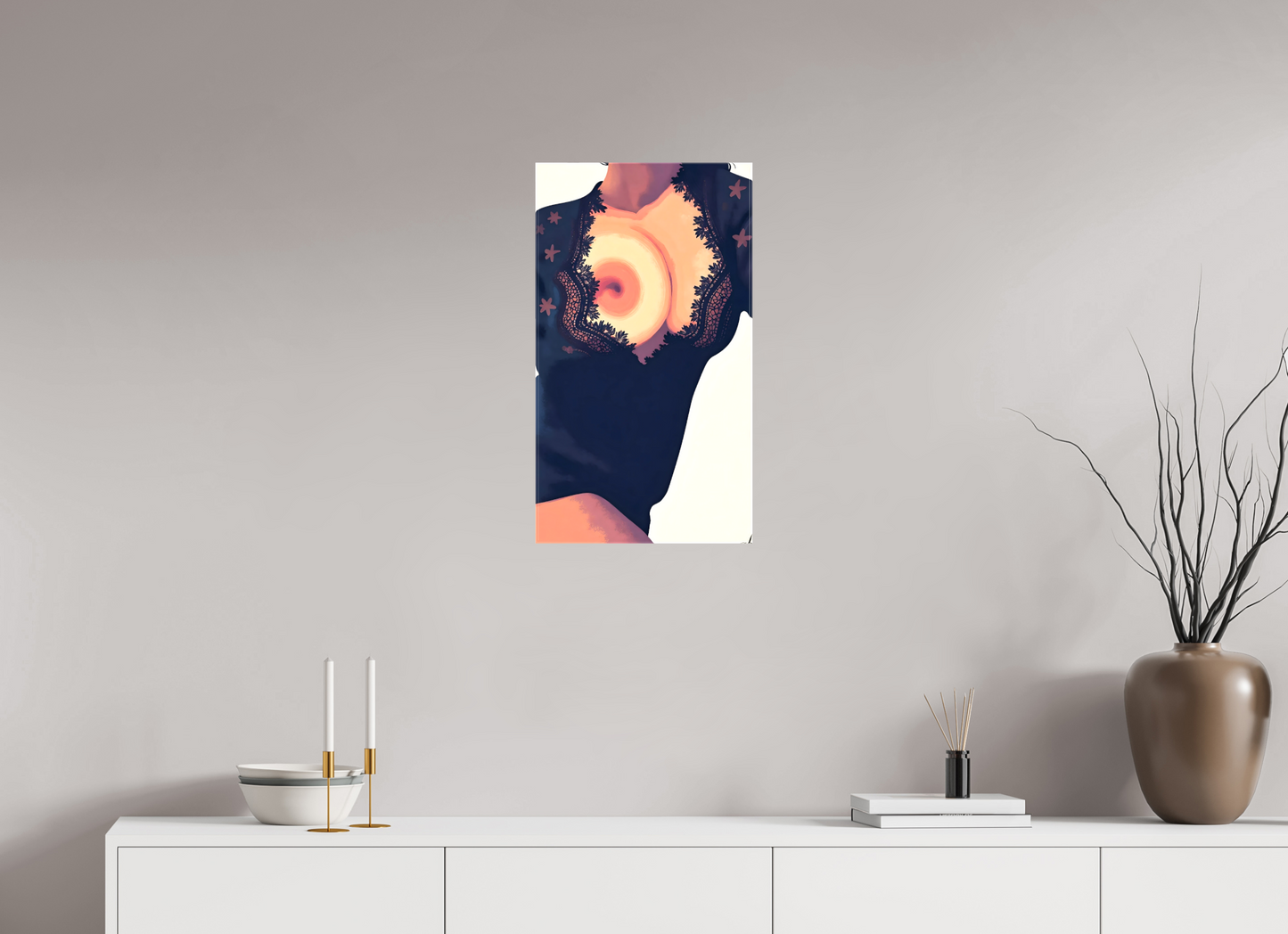 36 x 64 cm, Toile brillante Éclat Intime – Dentelle & Désir