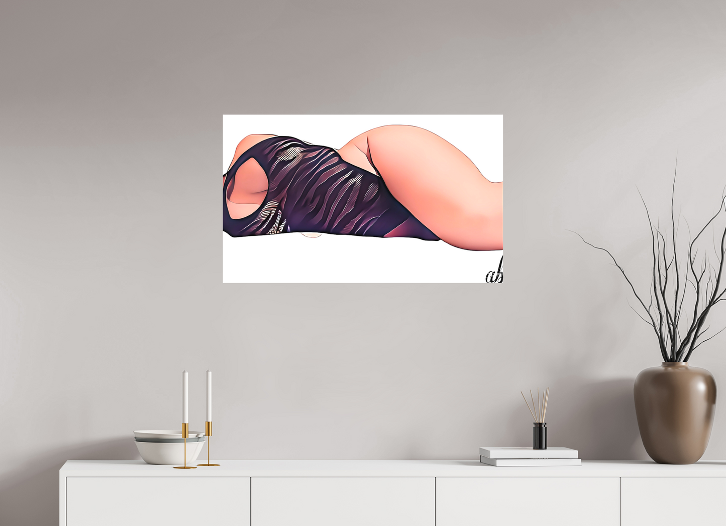 83,9 x 50 cm, Sublimation textile Les courbes du silence