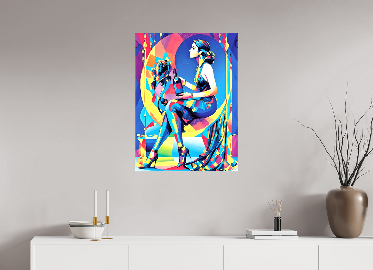 60 x 80,9 cm, Toile brillante Ivresse Chromatique – L’Art de la Couleur et de la Féminité