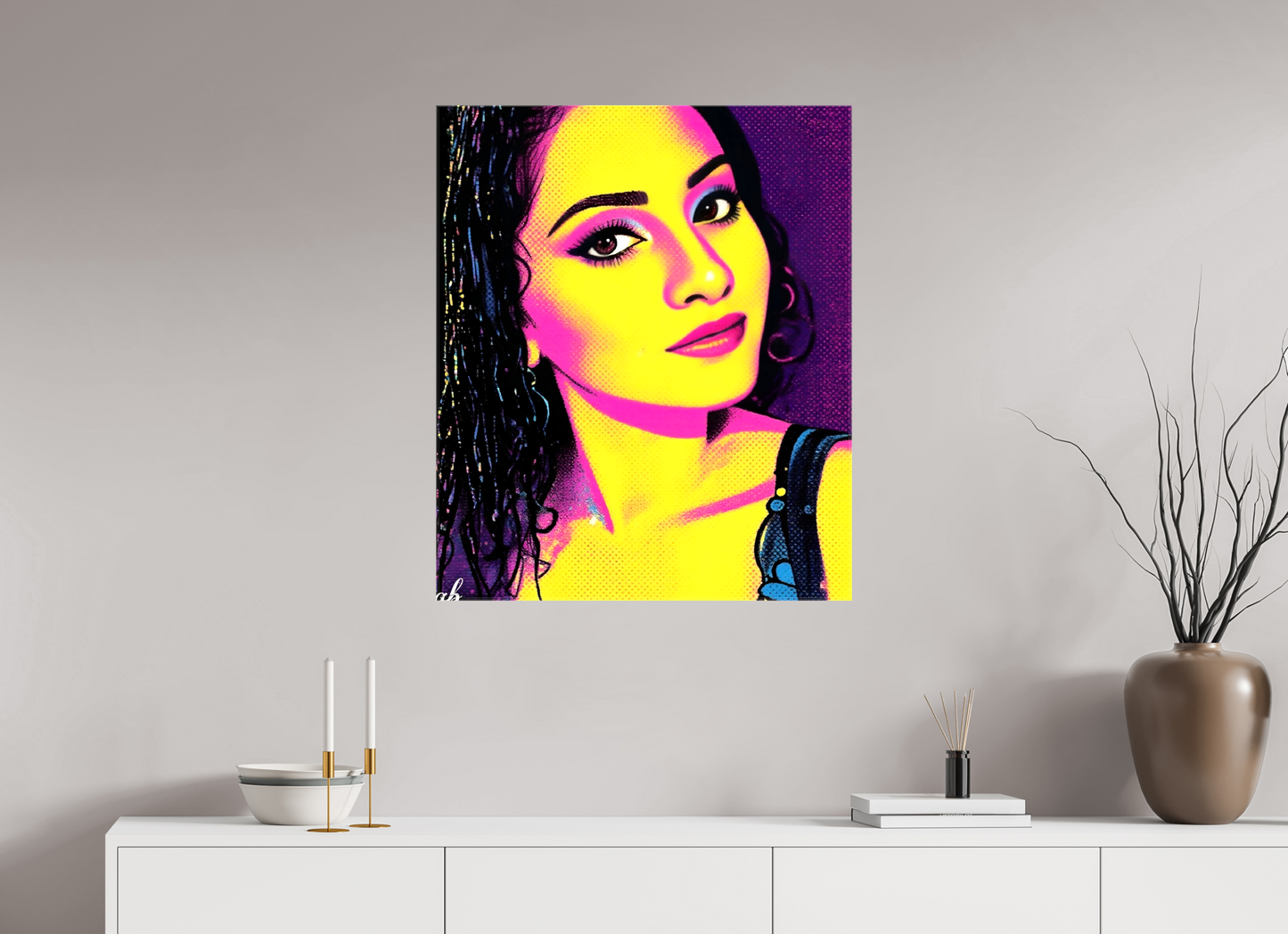 70 x 83,6 cm, Toile brillante Éclat Pop – Portrait Néon
