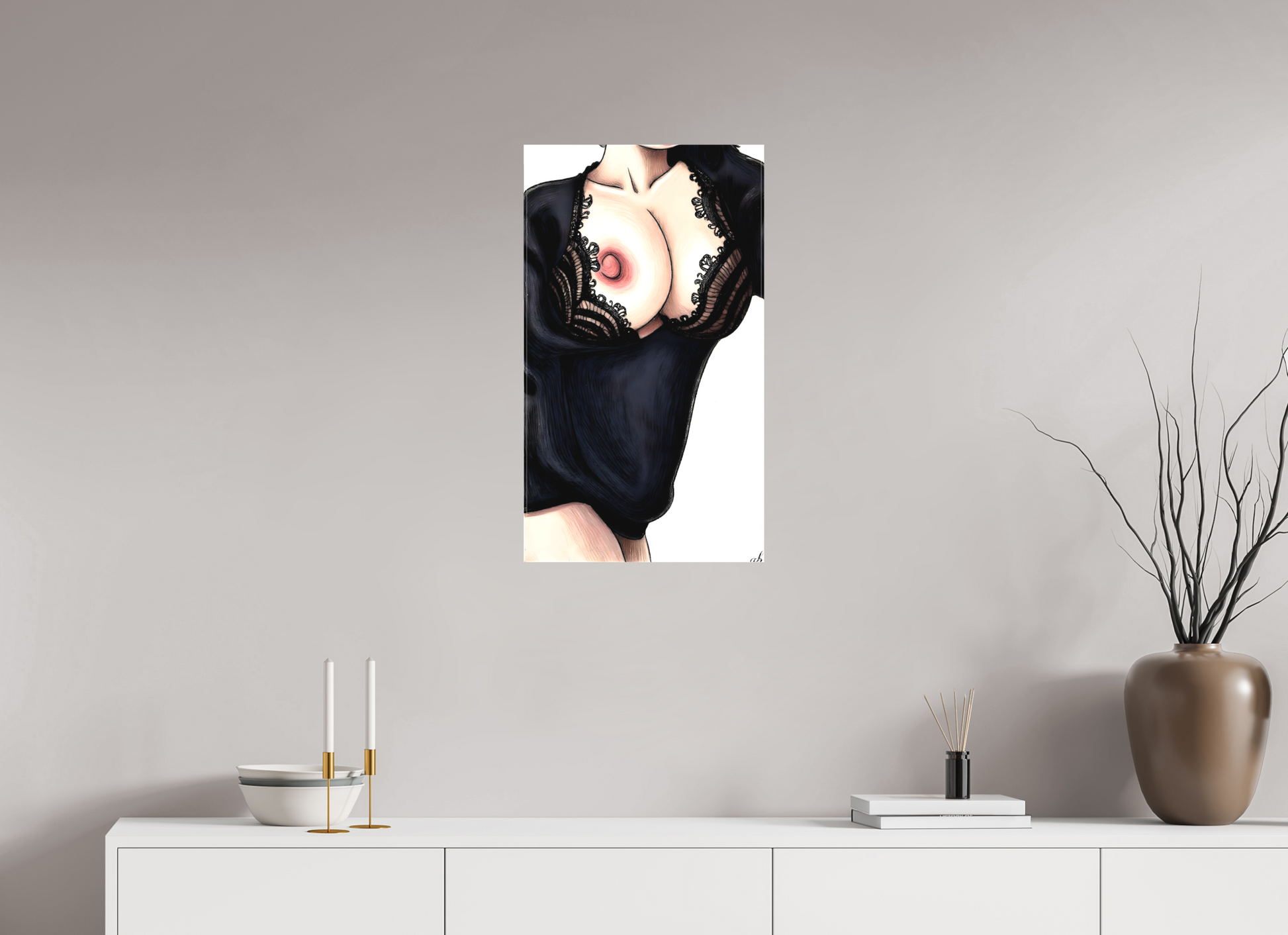 40 x 70,2 cm, Sublimation textile Dentelle dévoilée – L’audace du charme