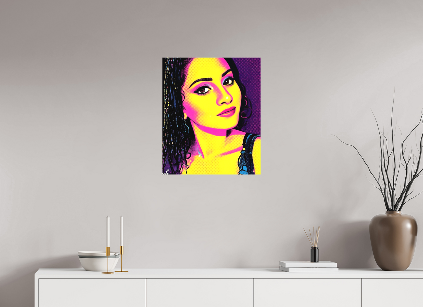 50 x 59,7 cm, Sublimation textile Éclat Pop – Portrait Néon