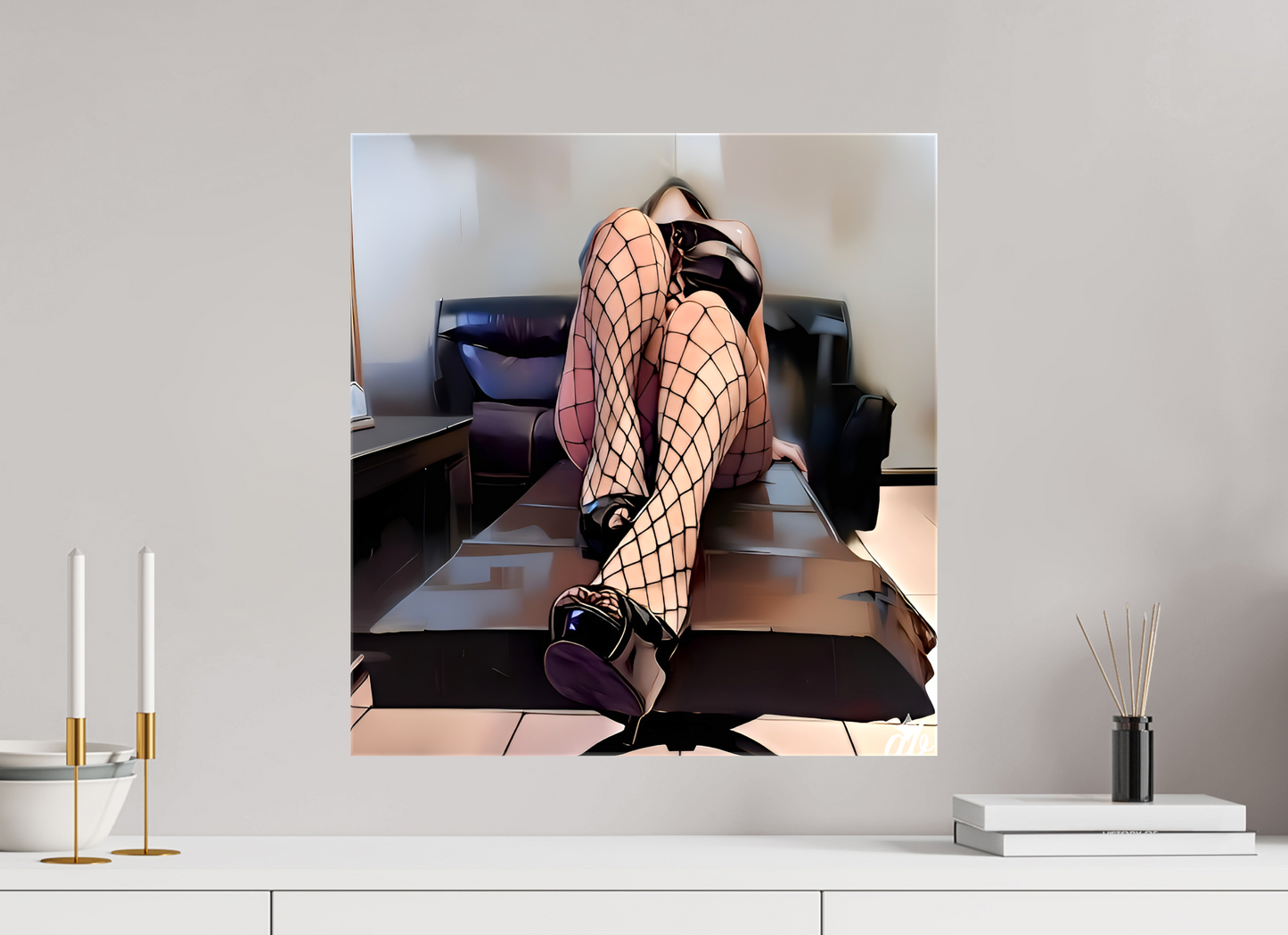 50 x 53,1 cm, Toile brillante Jeux d’Ombres – Élégance Captive