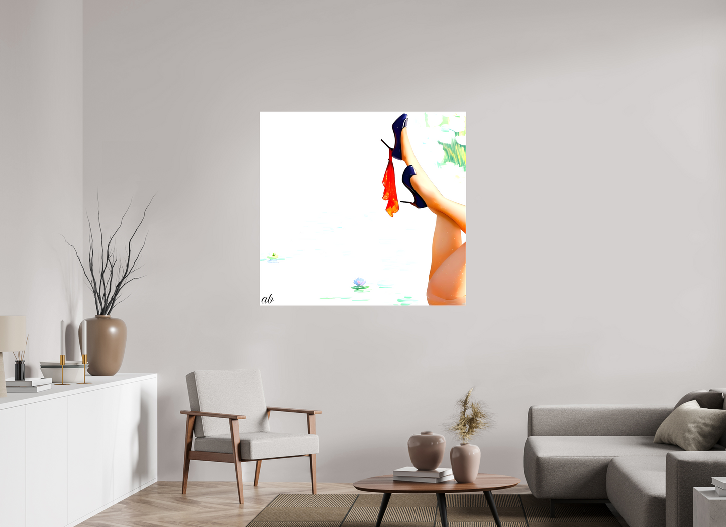 116,9 x 110 cm, Toile brillante Nymphéa Glamour