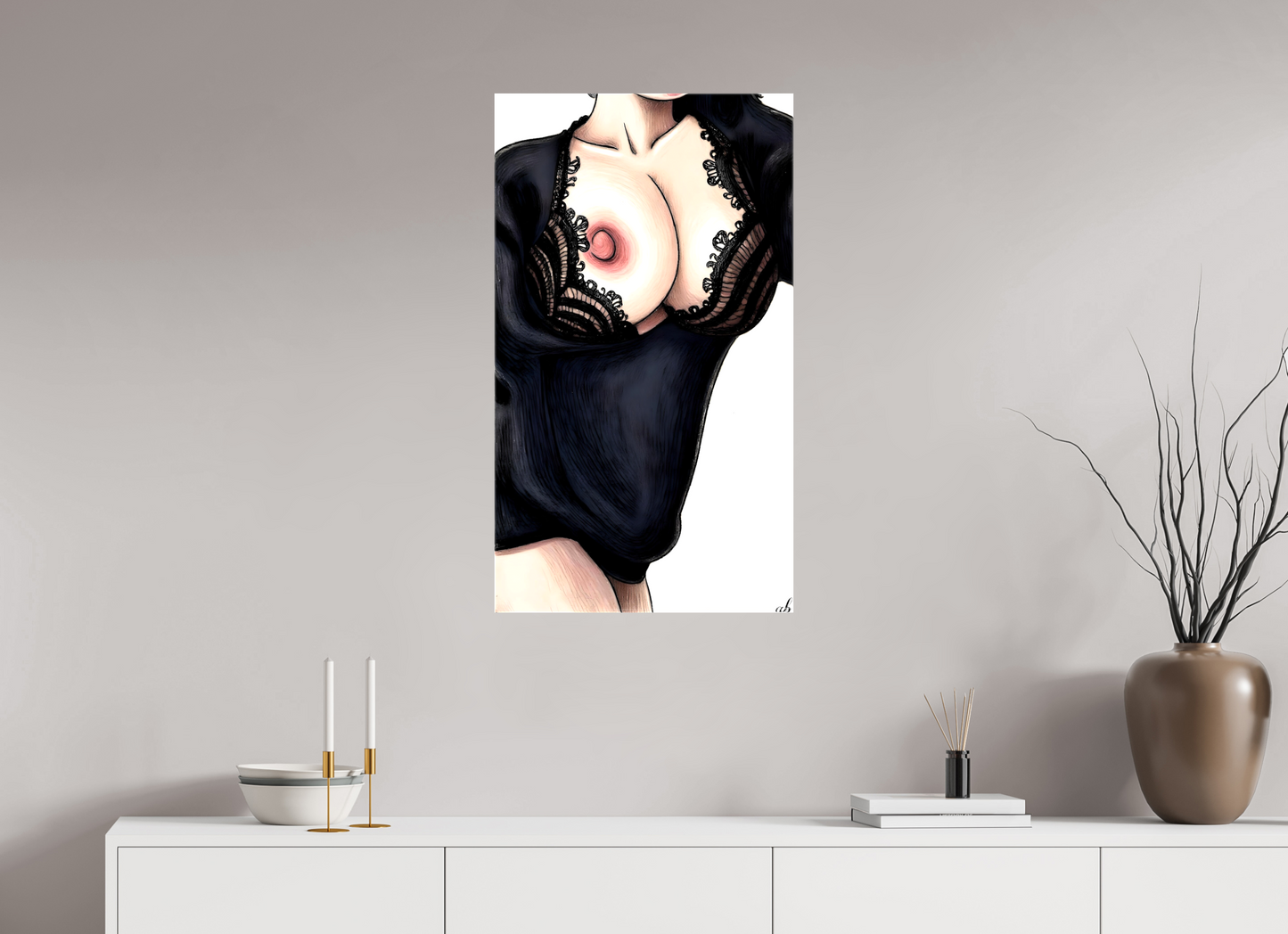 50 x 87,7 cm, Toile brillante Dentelle dévoilée – L’audace du charme