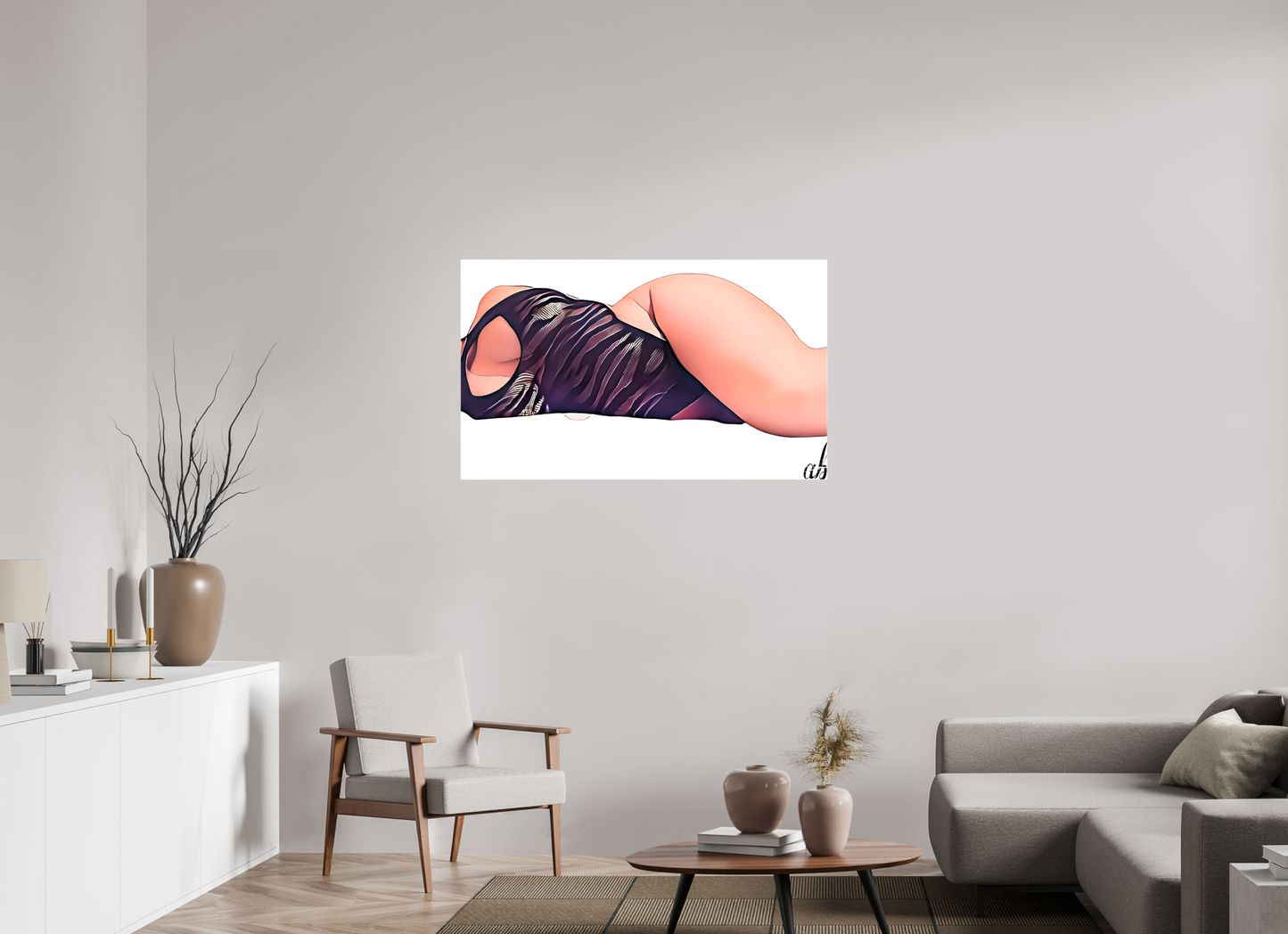 117,4 x 70 cm, Toile brillante Les courbes du silence