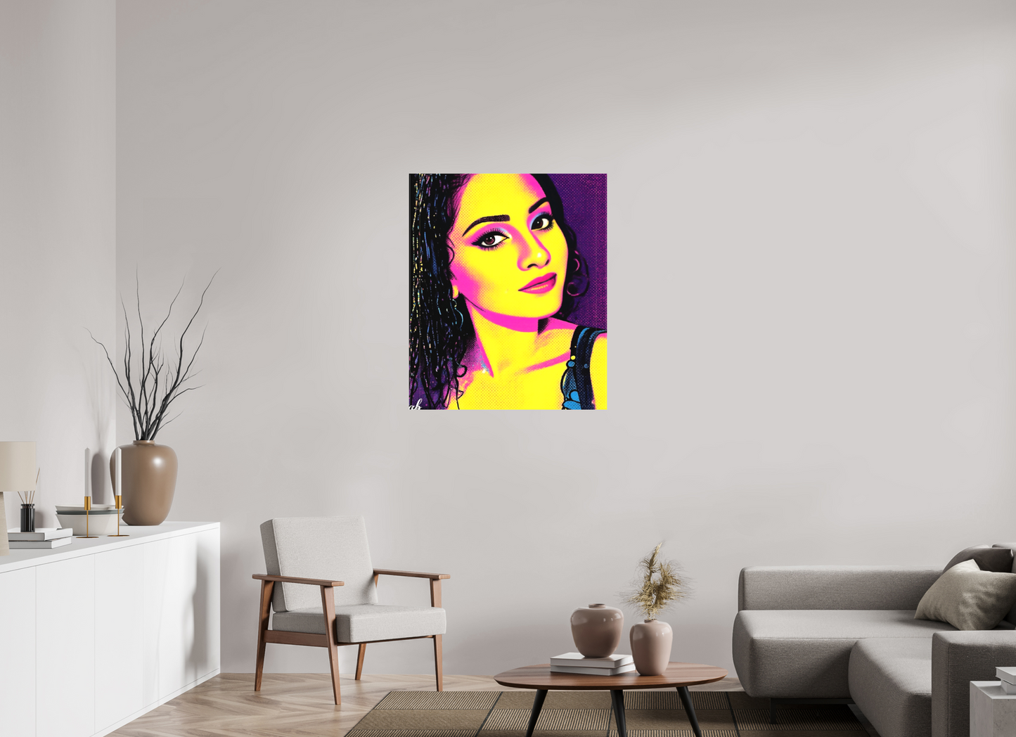 80 x 95,6 cm, Sublimation textile Éclat Pop – Portrait Néon