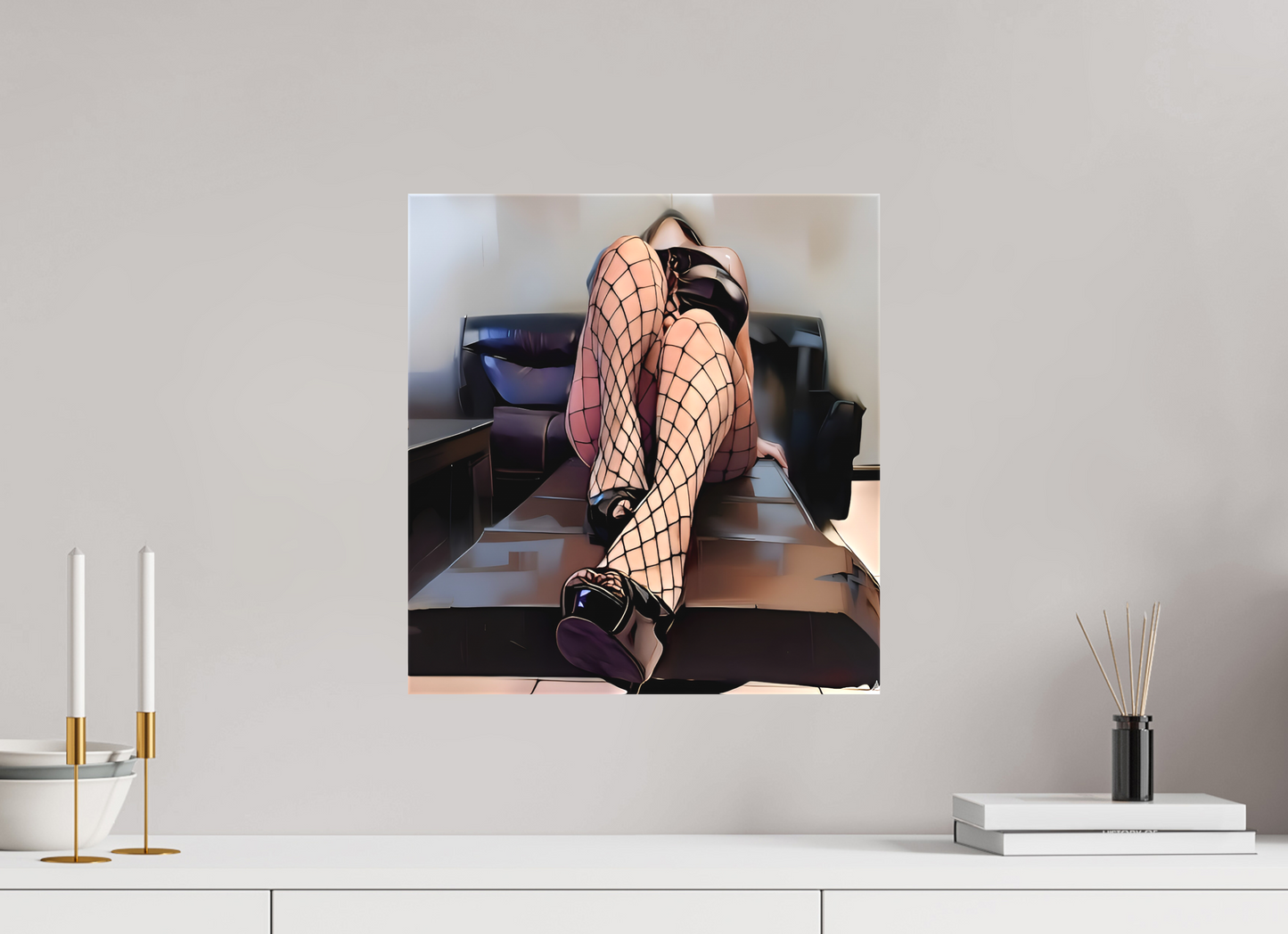 40 x 42,5 cm, Toile matte Jeux d’Ombres – Élégance Captive