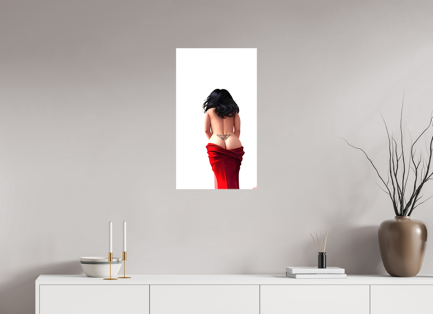 40 x 70,6 cm, Toile brillante Sous le Voile Écarlate