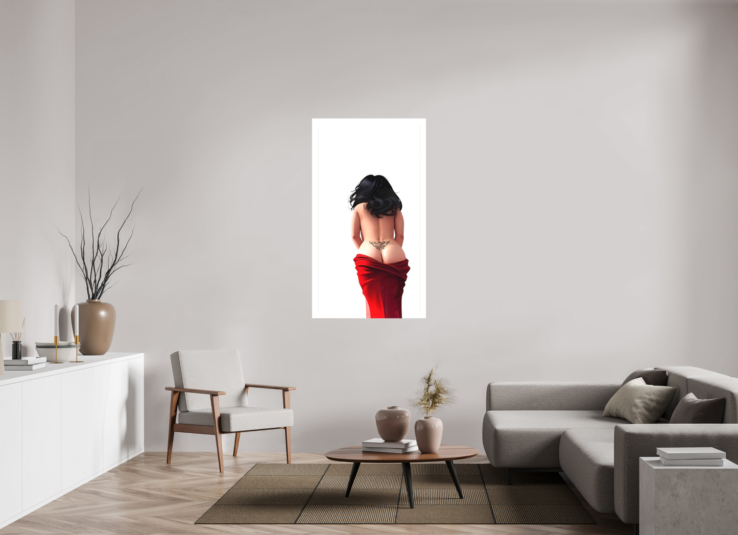 80 x 141,2 cm, TOILE MATTE Sous le Voile Écarlate