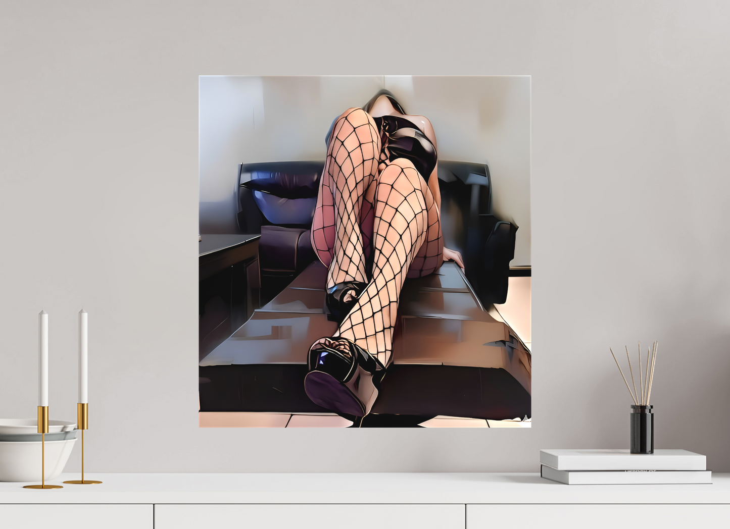 50 x 53,1 cm, Toile matte Jeux d’Ombres – Élégance Captive