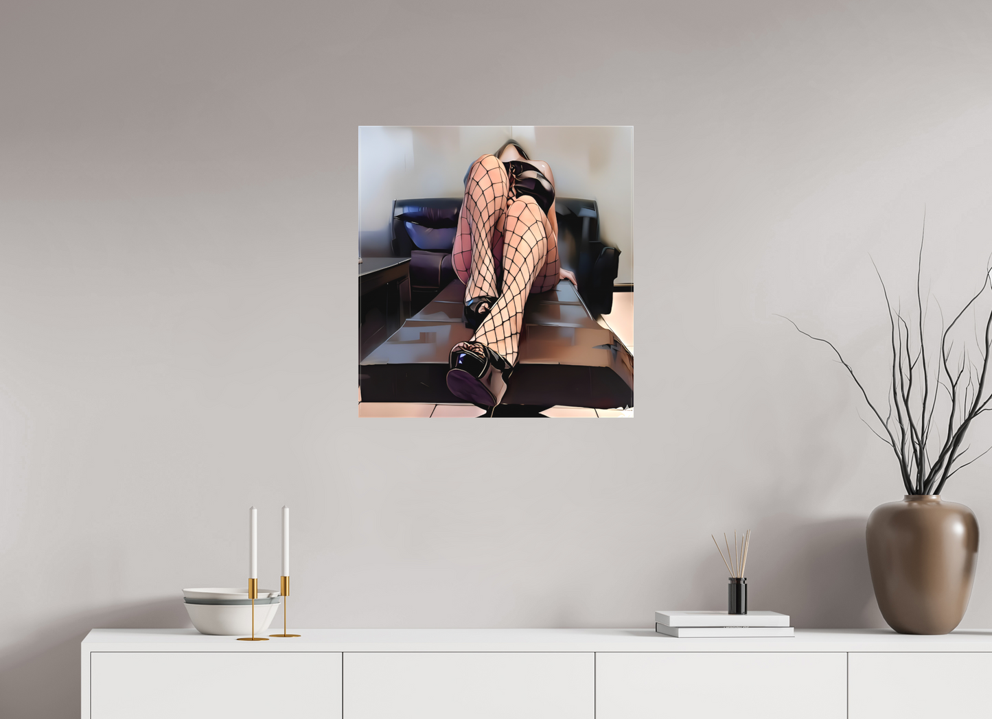 60 x 63,7 cm, Toile matte Jeux d’Ombres – Élégance Captive