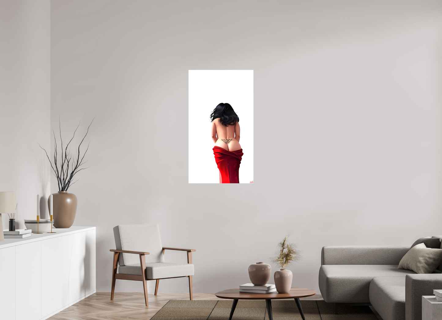 60 x 105,9 cm, Toile brillante Sous le Voile Écarlate