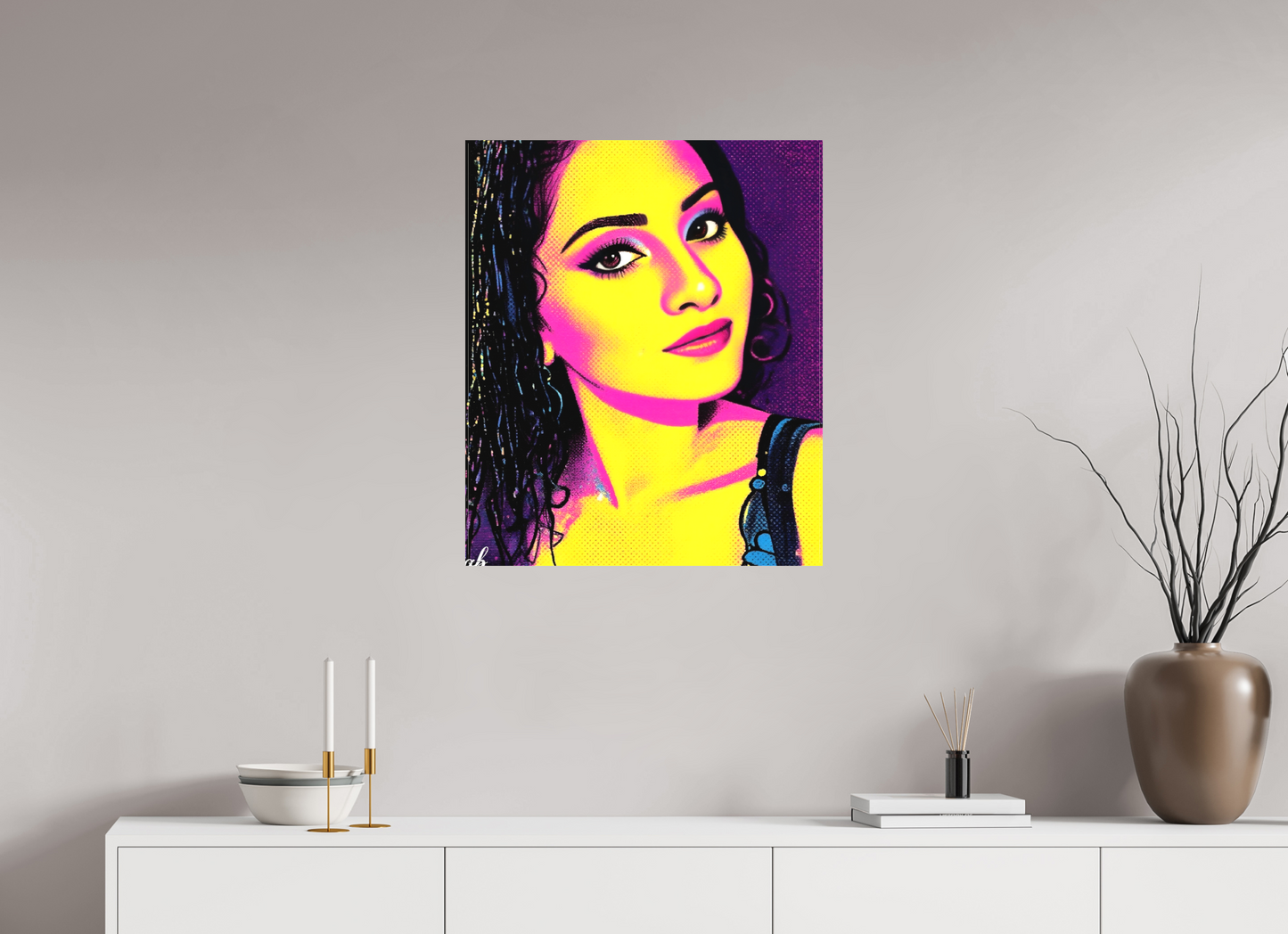 60 x 71,7 cm, Sublimation textile Éclat Pop – Portrait Néon